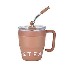 Термочашка Coffee & Tea з трубочкою коричнева HP-14-23BR