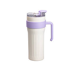 Термочашка Big Mac 1,2 л з трубочкою біла HP-14-24W