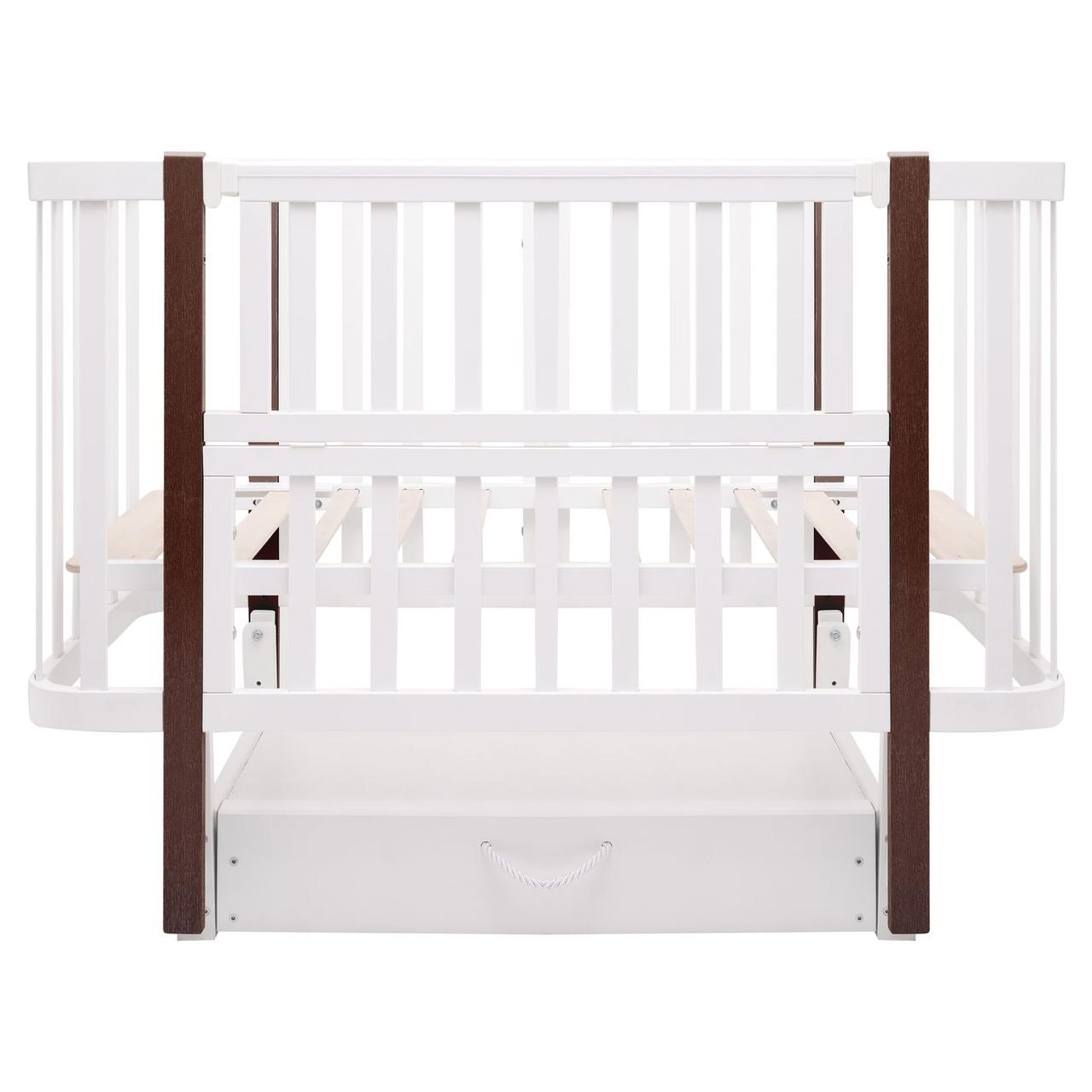 Ліжко Babyroom Місяць LU-3 маятник, шухляда  білий / венге