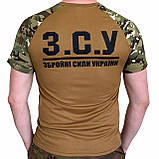 Тактична військова футболка койот Армійська футболка потовідвідна з принтом ЗСУ Coolmax Antistatic, фото 2