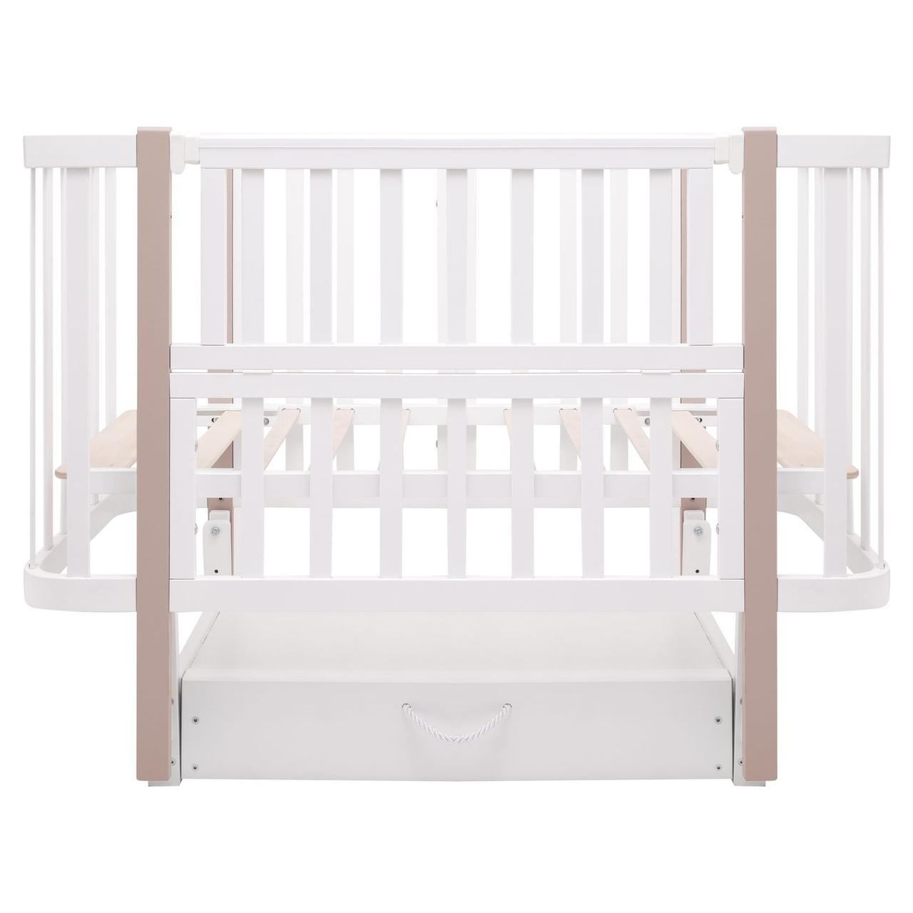 Ліжко Babyroom Місяць LU-3 маятник, шухляда  білий / капучино