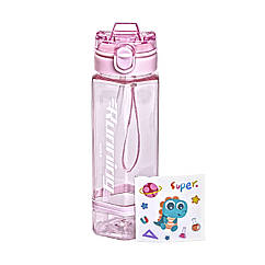 Пляшка для води 760 мл з трубочкою та наліпками рожева HP-14-48P