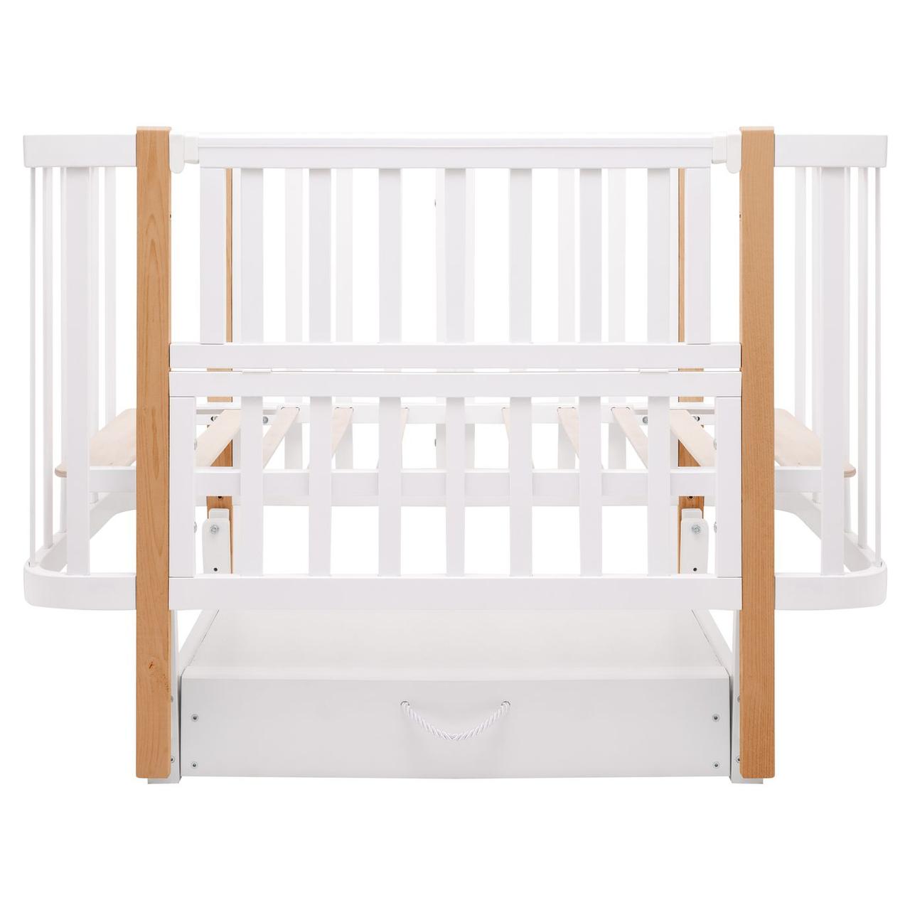 Ліжко Babyroom Місяць LU-3 маятник, шухляда  білий / натуральний