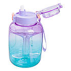 Пляшка для води спортивна 1,6 л пластикова з трубочкою з ремінцем 22 см Фіолетова HP-14-35V, фото 3