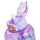 Пляшка для води спортивна 1,6 л пластикова з трубочкою з ремінцем 22 см Фіолетова HP-14-35V, фото 4