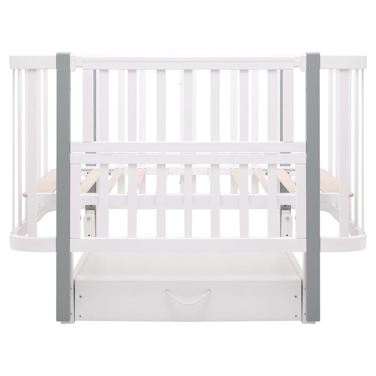 Ліжко Babyroom Місяць LU-3 маятник, шухляда  білий / сірий