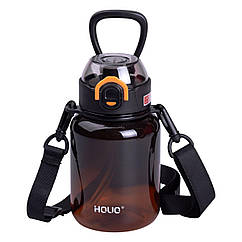 Пляшка для води багаторазова 700 мл пляшечка з трубочкою для спорту та школи 16.5 см Синя HP-14-32B