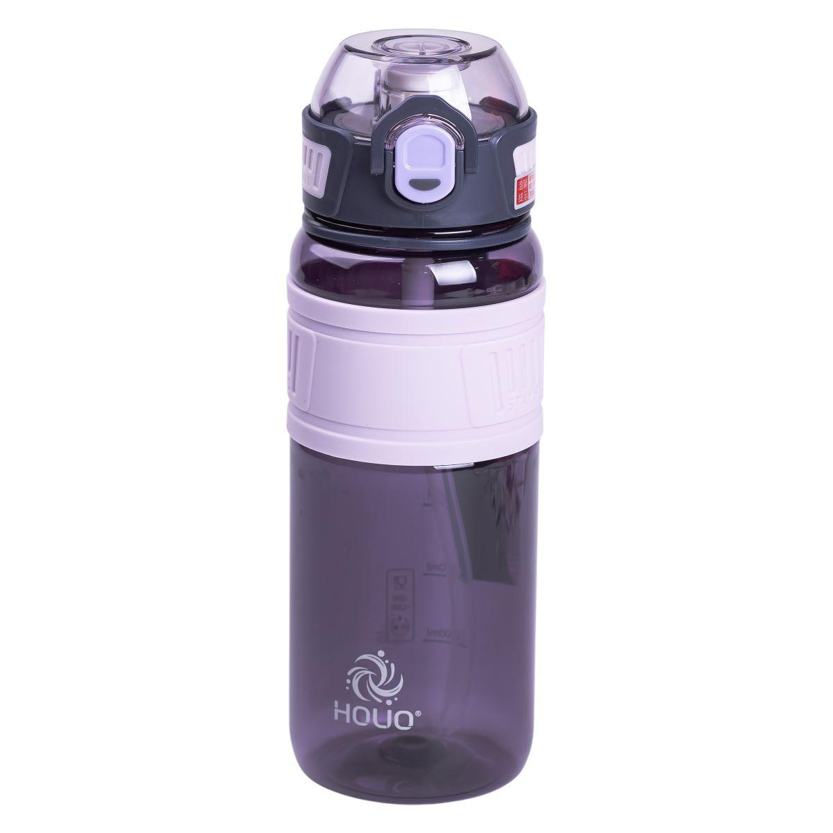 Пляшка для води з трубочкою та ремінцем 750 мл спортивна пляшка 23.5 см Фіолетова HP-14-34V, фото 1