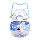 Пляшка для води дитяча з трубочкою 580 мл з ручкою та ремінцем 15 см Синя HP-14-37BL, фото 2