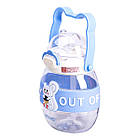 Пляшка для води дитяча з трубочкою 580 мл з ручкою та ремінцем 15 см Синя HP-14-37BL, фото 4