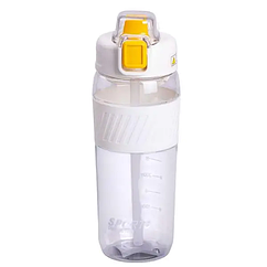 Пляшка для води 600 мл пляшка в школу для тренувань з трубочкою та ручкою 22 см Біла