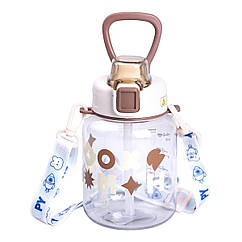 Пляшка для води дитяча 650 мл на ремінці з трубочкою для дитини для спорту і школи Water bottle