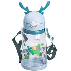 Пляшка для води дитяча 550 мл на ремінці пляшечка з трубочкою для спорту та школи HP-14-44TU