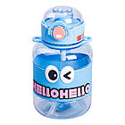 Пляшка для води дитяча з трубочкою 680 мл з ручкою та ремінцем Синя HP-14-46BL, фото 3