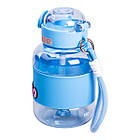 Пляшка для води дитяча з трубочкою 680 мл з ручкою та ремінцем Синя HP-14-46BL, фото 5