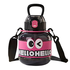 Пляшка для води дитяча з трубочкою 680 мл з ручкою і ремінцем Чорна