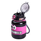 Пляшка для води дитяча з трубочкою 680 мл з ручкою та ремінцем Чорна HP-14-46B, фото 3