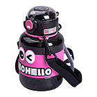 Пляшка для води дитяча з трубочкою 680 мл з ручкою та ремінцем Чорна HP-14-46B, фото 4