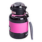 Пляшка для води дитяча з трубочкою 680 мл з ручкою та ремінцем Чорна HP-14-46B, фото 5