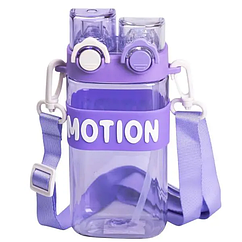 Бутилка для води з трубочкою 550 мл спортивна пластикова пляшка для тренувань Фіолетова