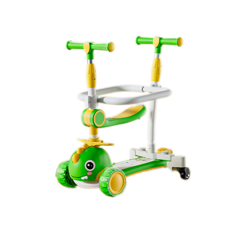 Дитячий самокат трансформер 5 в 1 з батьківською ручкою біговел кошик до 50 кг від 1 року, фото 1