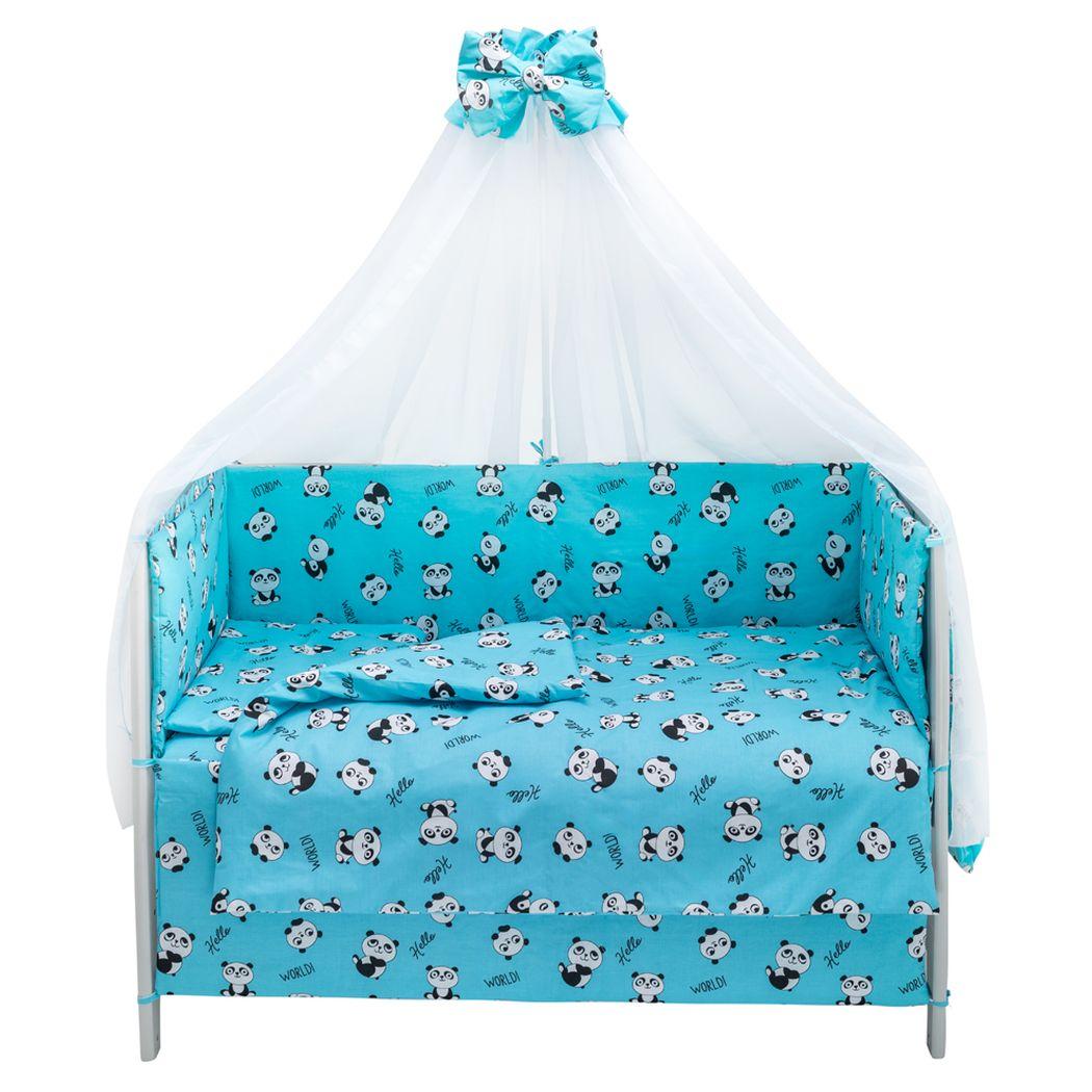 Детская постель Babyroom Gold RG-08 голубой (пандочки)