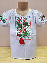 Опт Вишиванка для дівчаток з коротким рукавом та квітковою вишивкою р. 152-176, калина 2
