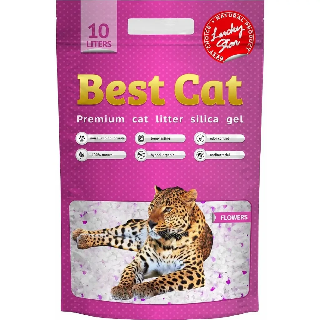 Силікогелевий наповнювач Бест Кет Best Cat Pink Flowers для котячого туалету, 10 л (5 кг)