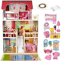 Великий дерев'яний будиночок для ляльок, Іграшковий ляльковий дерев'яний будиночок, Ляльковий будинок великий Kruzzel (Польща), MNA