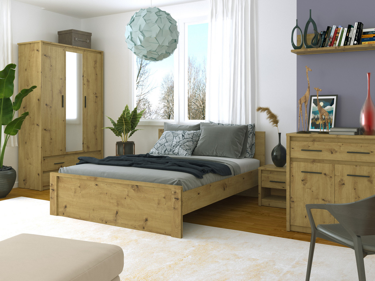 Набірний модульний спальний гарнітур комплект меблів у спальню з шафою та комодом Ayson VMV Holding