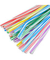 Трубочки для напоїв кольорові з вигином Ø 8×235 мм "Гвинтова мікс" (гофра з коліном) 100 штук