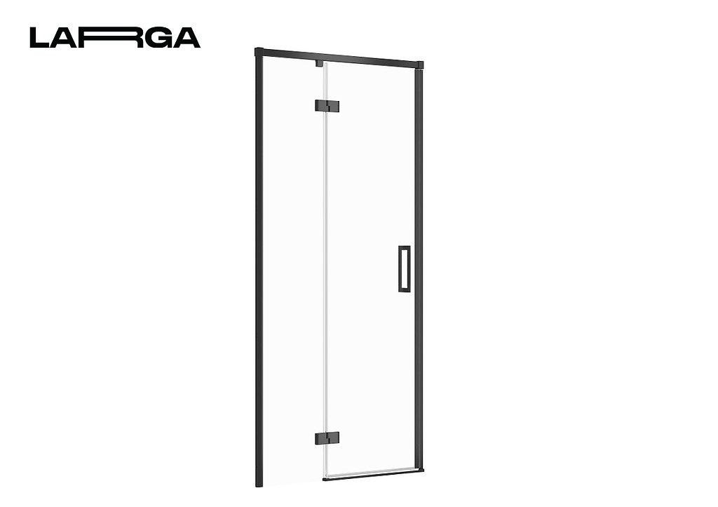 Двері душової кабіни Larga 90х195 розпашні лівосторонні, профіль чорний, фото 1