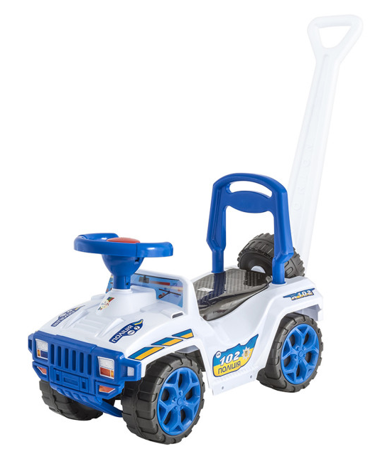 💙Машинка-каталка для прогулянок "Оріончік" толокар дитячий з батьківською ручкою Orion 856 Білий з синім, фото 1