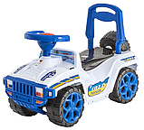 💙Машинка-каталка для прогулянок "Оріончік" толокар дитячий з батьківською ручкою Orion 856 Білий з синім, фото 2