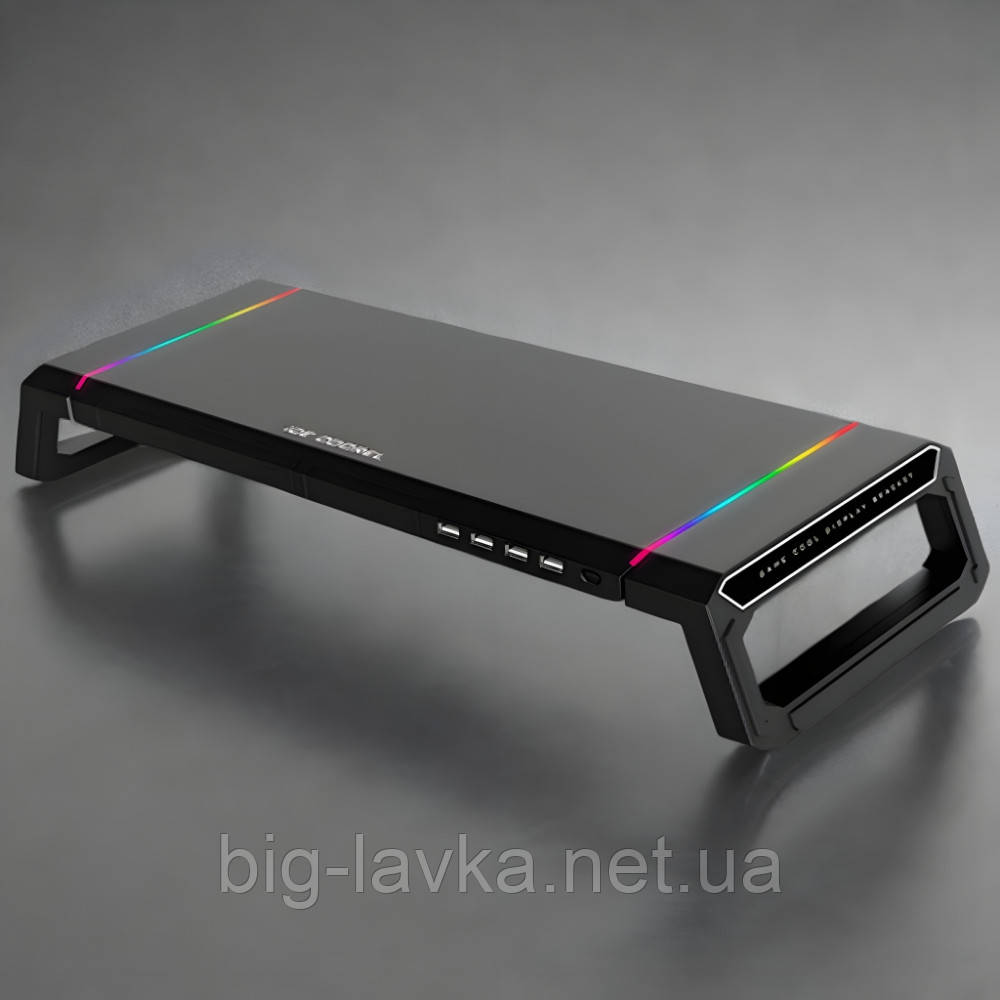 Універсальна підставка для монітора з RGB підсвічуванням та USB Чорний