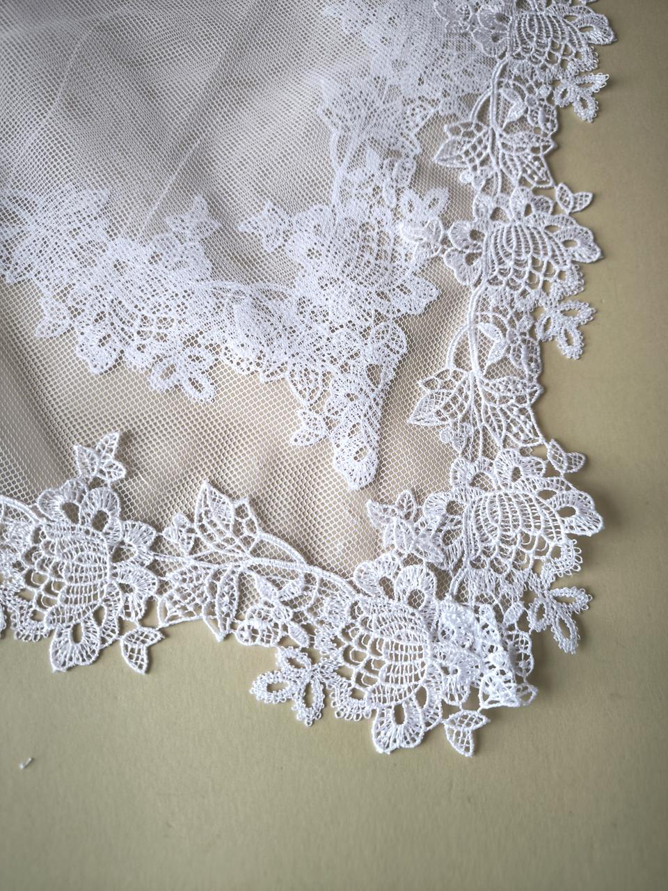 Весільна хустка «Класична елегантність» тканина фатин + мереживо, фото 1