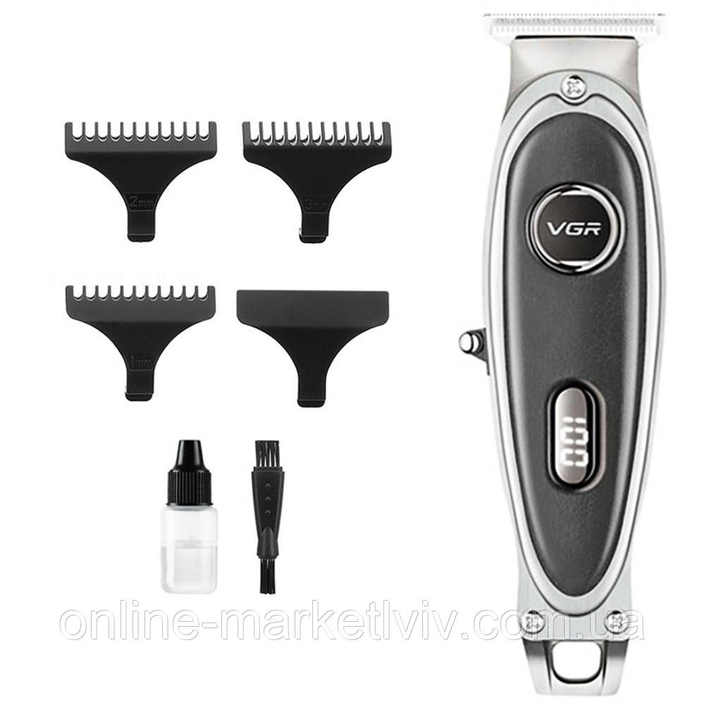 Акумуляторний тример для стрижки волосся + 3 насадки, V-263, Чорний / Бездротова машинка для стрижки волосся, фото 1