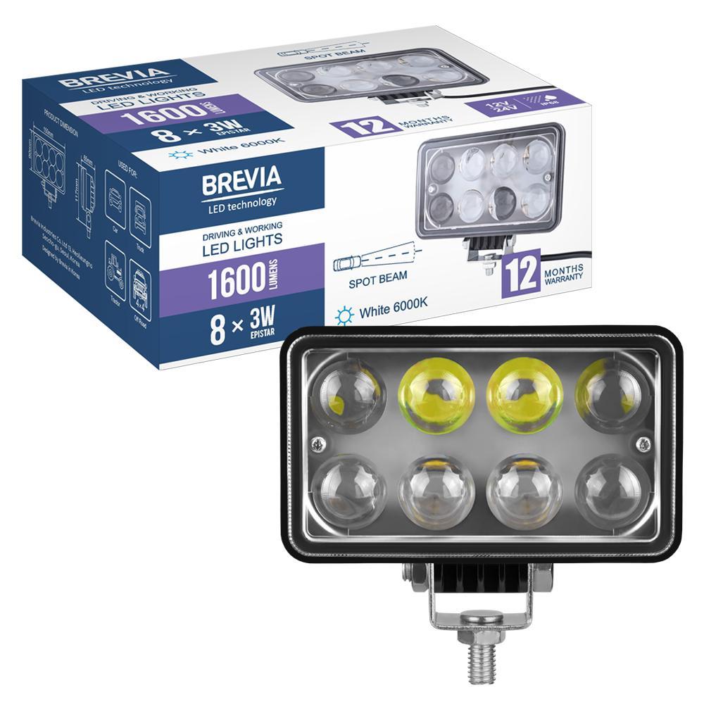 Фара світлодіодна Brevia 10-30V, 24W (8x3W), 1320Lm, ERISTAR 4D, SPOT