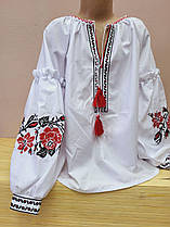 Опт Вишиванка-бохо для дівчаток з квітковою вишивкою р. 152-176, велика троянда