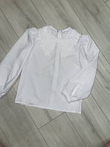 Опт блуза шкільна дитяча з мереживним комірцем р 122-134