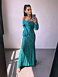 Жіноче вечірнє плаття максі мереживне з відкритими плечима та розкльошеними рукавами (р. S, M) 66036032Е, фото 7