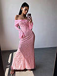 Жіноче вечірнє плаття максі мереживне з відкритими плечима та розкльошеними рукавами (р. S, M) 66036032Е, фото 10
