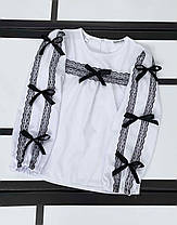 Опт блуза шкільна дитяча з мереживним комірцем р 122-134