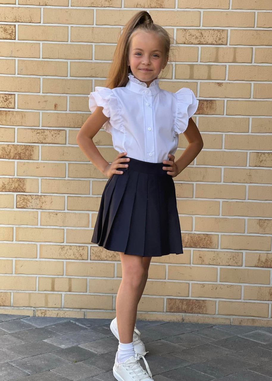 Опт блуза шкільна дитяча біла короткий рукав котон р 116-134