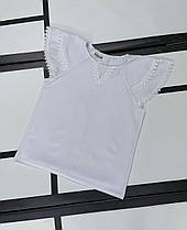 Опт блуза біла дитяча з коротким рукавом-воланом р 122-146