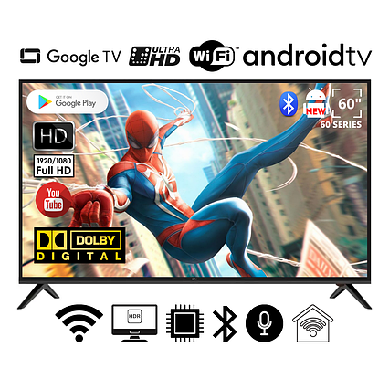 Телевізор Smart FHD TV Apple 60" I Android 15.0/Smart TV/DVB/T2/FullHD/USB/ (1980x1080) блютуз пульт
