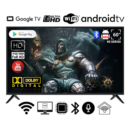 Телевізор Smart FHD TV Mystery 60" I Андроїд 15.0/Smart TV/DVB/T2/FullHD/USB/ (1980x1080) блютуз пульт