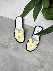 Шльопанці жіночі жовті з натуральної шкіри літні 38