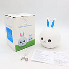 Нічник дитячий силіконовий Зайчик акумуляторний сенсорний LED RGB-підсвітка М'який, фото 5