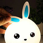 Нічник дитячий силіконовий Зайчик акумуляторний сенсорний LED RGB-підсвітка М'який, фото 8